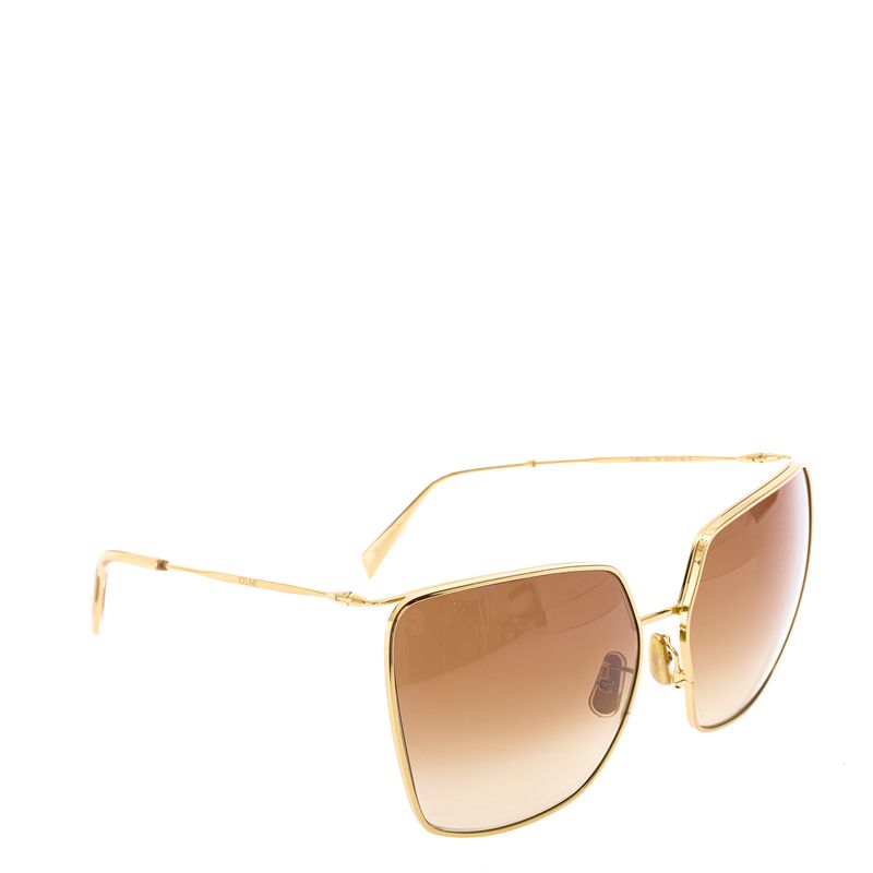 Oculos-Celine-Quadrado-Armacao-Dourada-Lente-Marrom