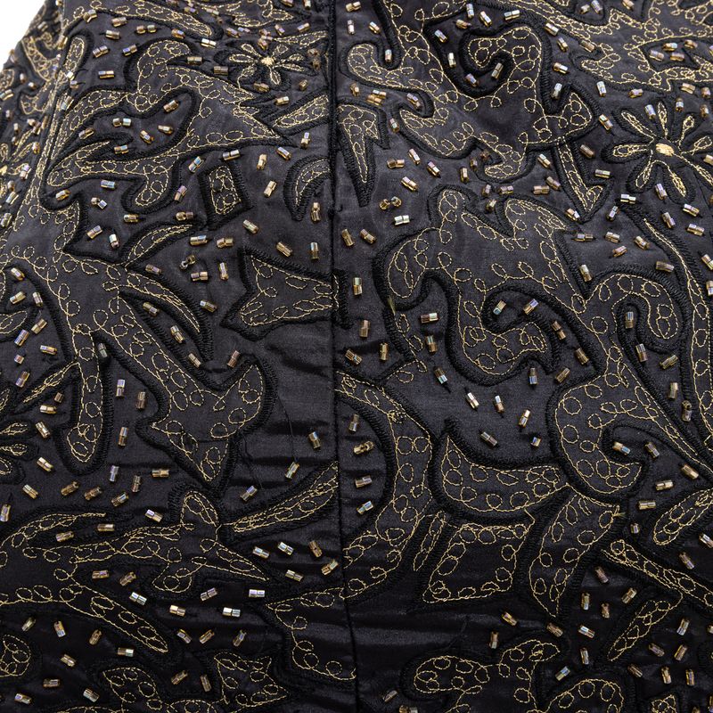 Vestido-Longo-Preto-Bordado-Dourado