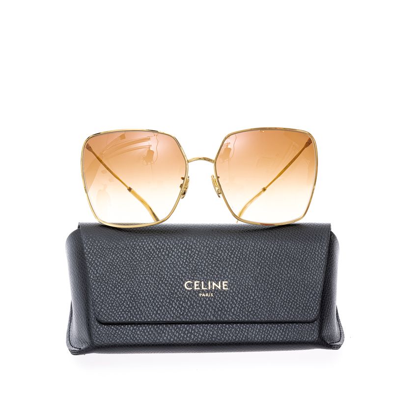 Oculos-Celine-Quadrado-Armacao-Dourada-Lente-Marrom