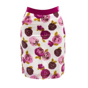 Saia Kate Spade Paetês Floral Branco e Rosa