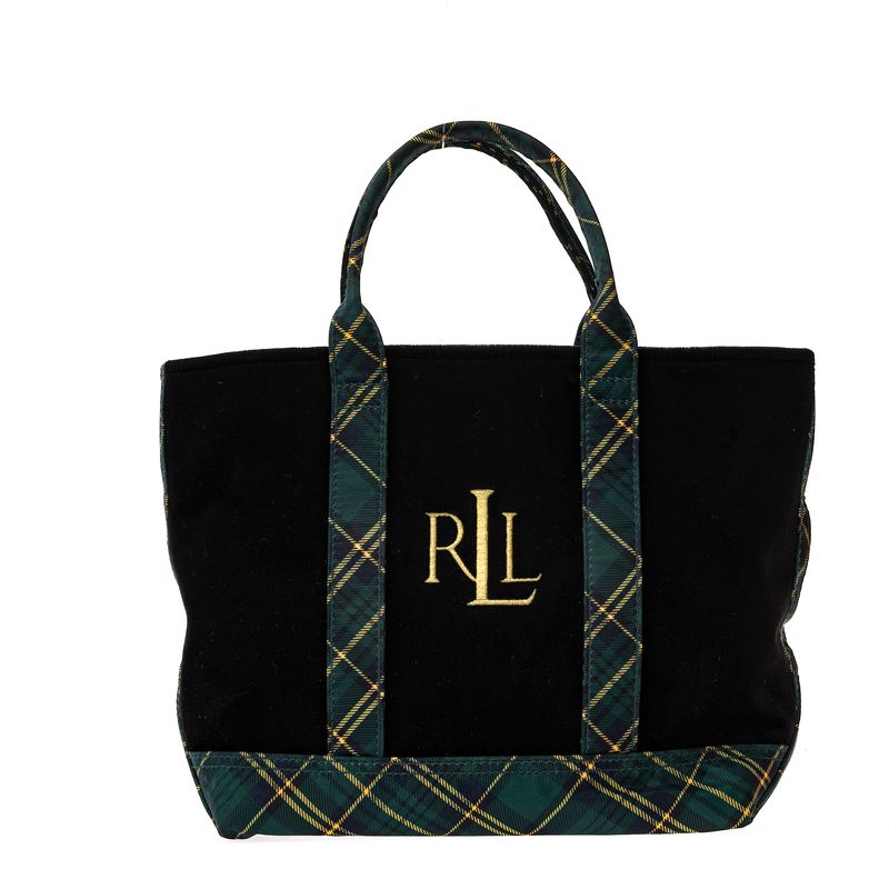Bolsa-Lauren-Ralph-Lauren-Veludo-Preto-e-Xadrez