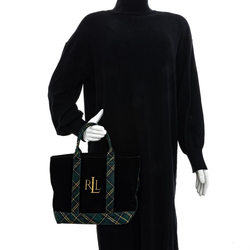 Bolsa-Lauren-Ralph-Lauren-Veludo-Preto-e-Xadrez