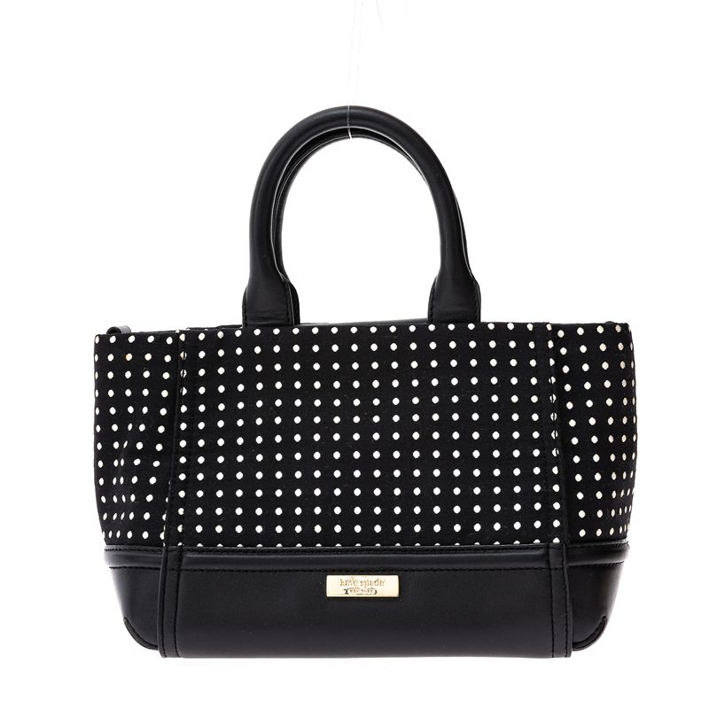 Bolsa-Kate-Spade-Couro-e-Tecido-Preto-com-Bolinhas