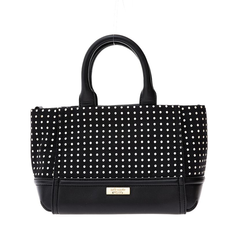 Bolsa-Kate-Spade-Couro-e-Tecido-Preto-com-Bolinhas