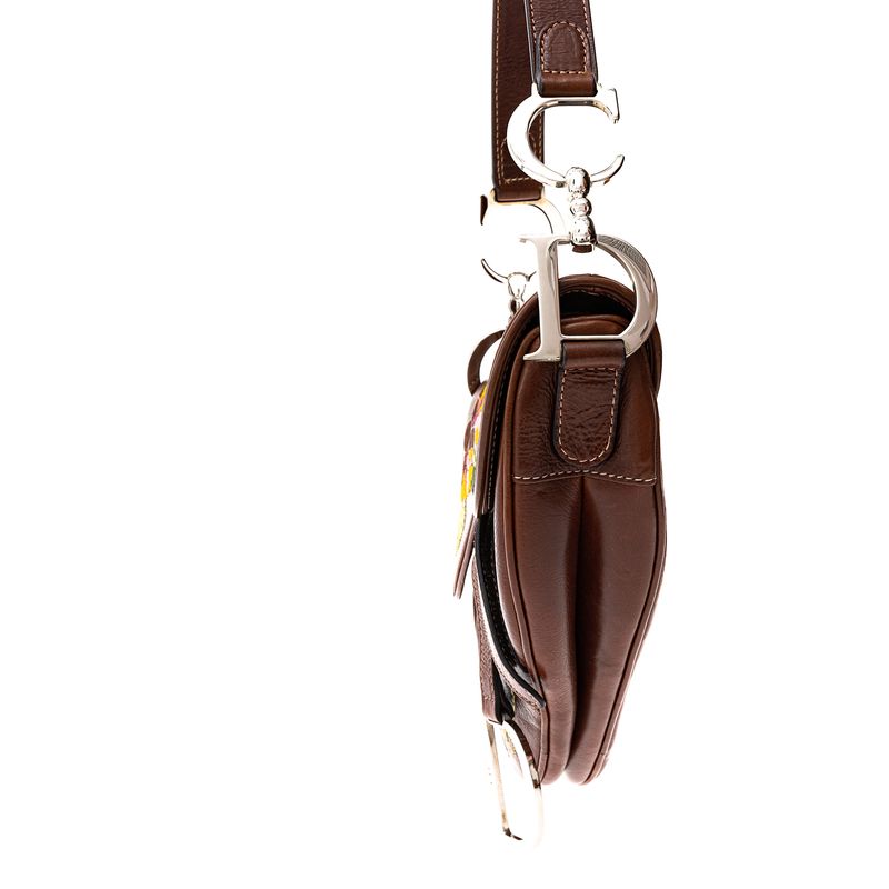 Bolsa-Christian-Dior-Saddle-Vintage-Marrom-Bordada