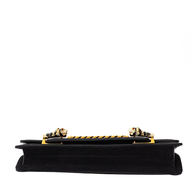 Clutch-Gucci-Tigrette-Camurca-Preta