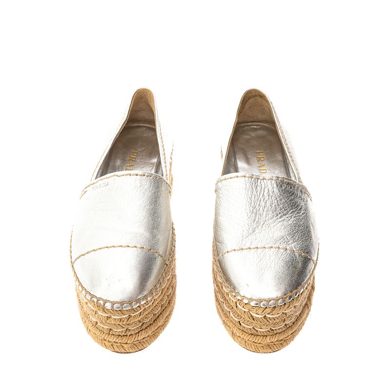 Espadrille-Prada-Plataforma-Couro-Prateado