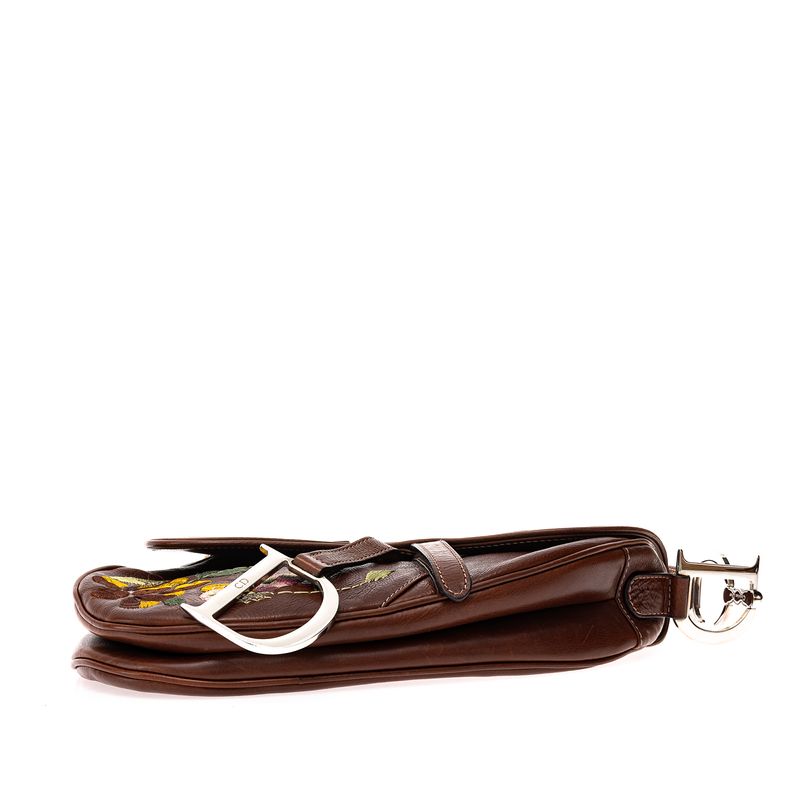 Bolsa-Christian-Dior-Saddle-Vintage-Marrom-Bordada