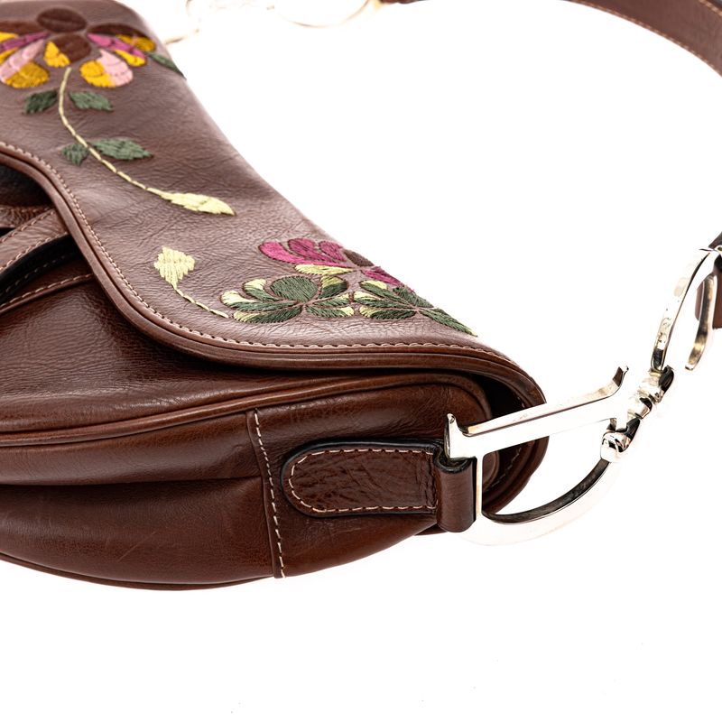 Bolsa-Christian-Dior-Saddle-Vintage-Marrom-Bordada