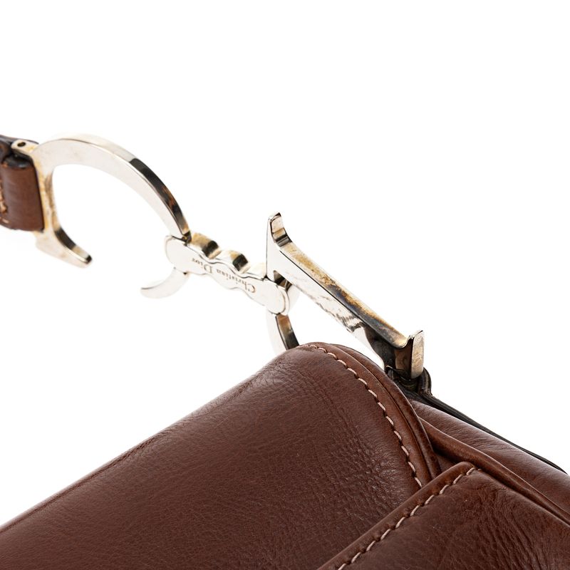 Bolsa-Christian-Dior-Saddle-Vintage-Marrom-Bordada