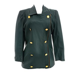 Jaqueta Lanvin Couro Verde e Botões