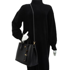 Bolsa Prada Double Tote Média Saffiano Preto