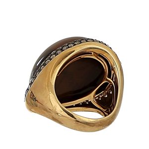 Anel Ouro Rosa, Pedra e Brilhantes