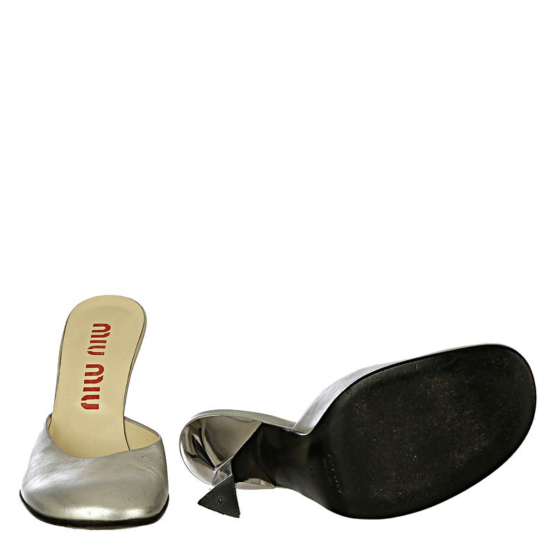 Sapato-Miu-Miu-Mule-Couro-Prateado