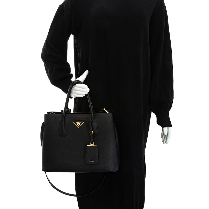 Bolsa-Prada-Double-Tote-Media-Saffiano-Preto