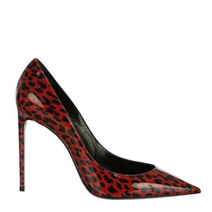 Scarpin Saint Laurent Animal Print Vermelho