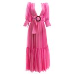 Vestido-Adriana-Degreas-Longo-Manga-Bufante-Rosa-