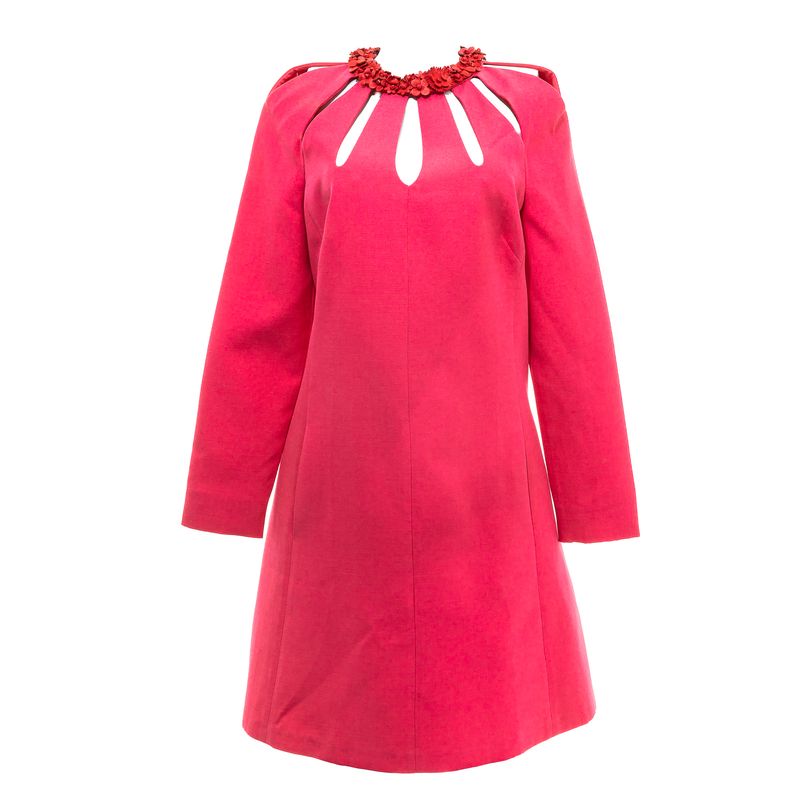 Vestido-Valentino-Rosa-e-Gola-Flores-Couro