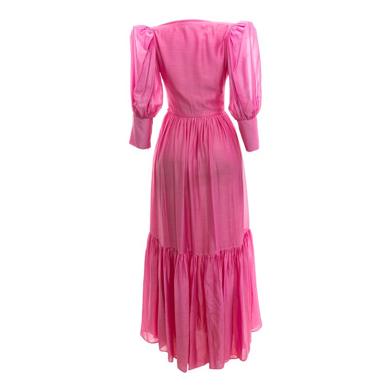 Vestido-Adriana-Degreas-Longo-Manga-Bufante-Rosa-