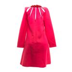 Vestido-Valentino-Rosa-e-Gola-Flores-Couro