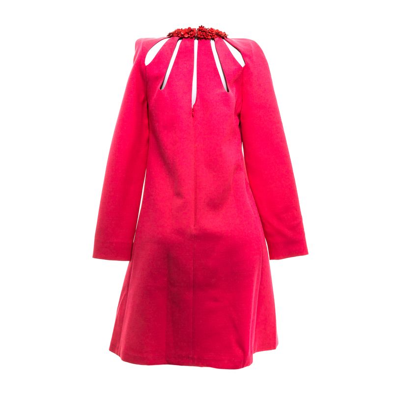Vestido-Valentino-Rosa-e-Gola-Flores-Couro
