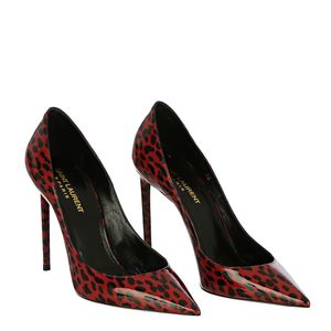 Scarpin Saint Laurent Animal Print Vermelho