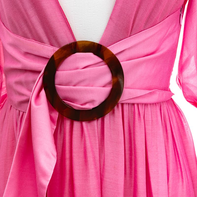 Vestido-Adriana-Degreas-Longo-Manga-Bufante-Rosa-