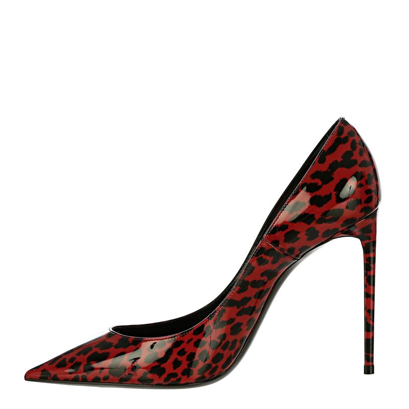 Scarpin-Saint-Laurent-Animal-Print-Vermelho