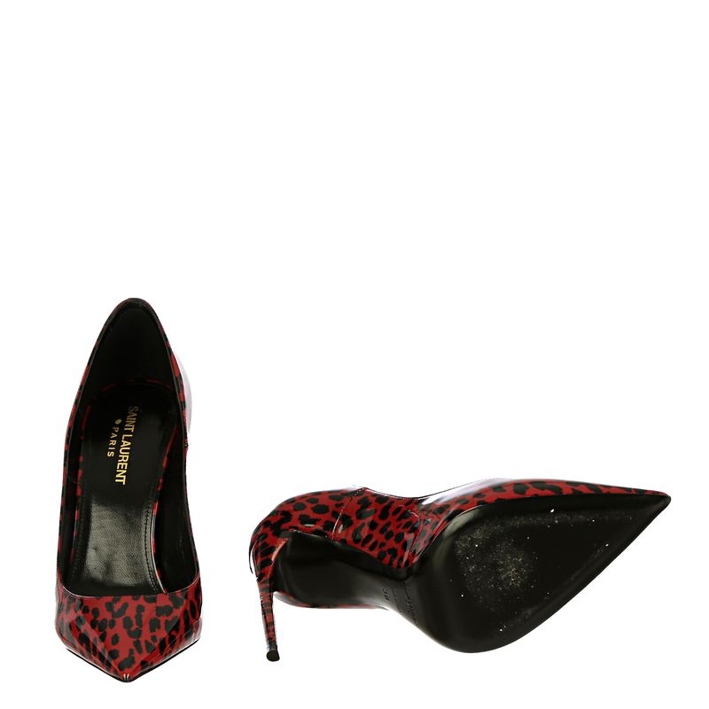 Scarpin-Saint-Laurent-Animal-Print-Vermelho