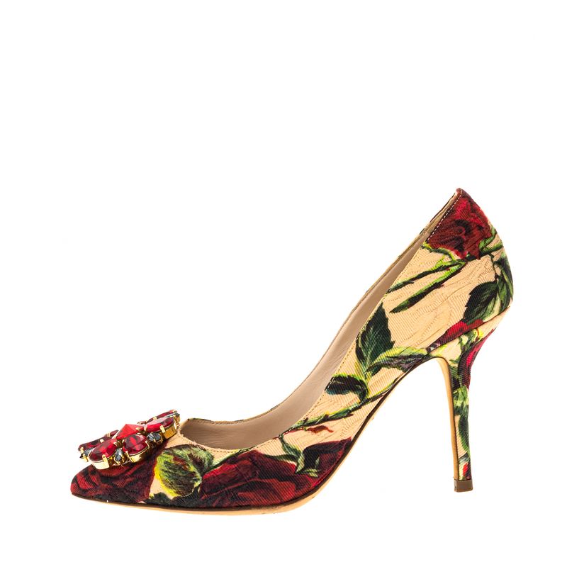 Scarpin-Dolce---Gabbana-Jacquard-Flores-e-Pedraria