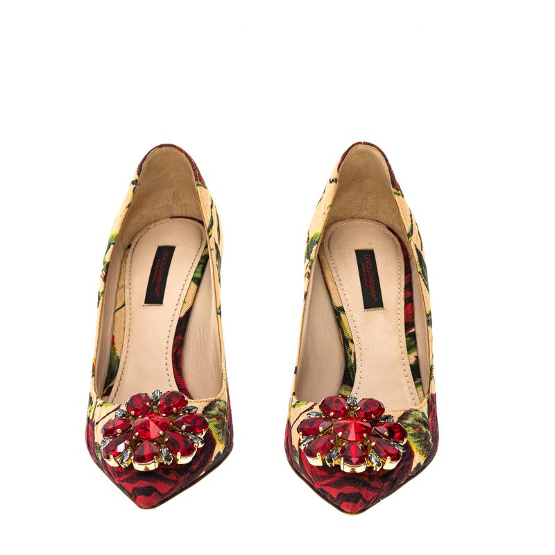 Scarpin-Dolce---Gabbana-Jacquard-Flores-e-Pedraria