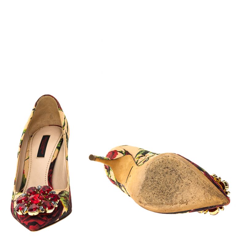 Scarpin-Dolce---Gabbana-Jacquard-Flores-e-Pedraria