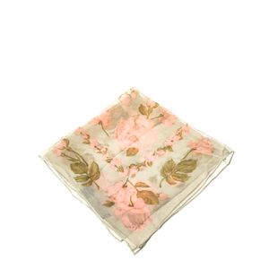 Lenço Halston Seda Estampa Floral Verde e Rosa