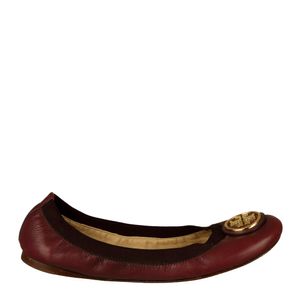 Sapatilha Tory Burch Couro Vinho e Elástico