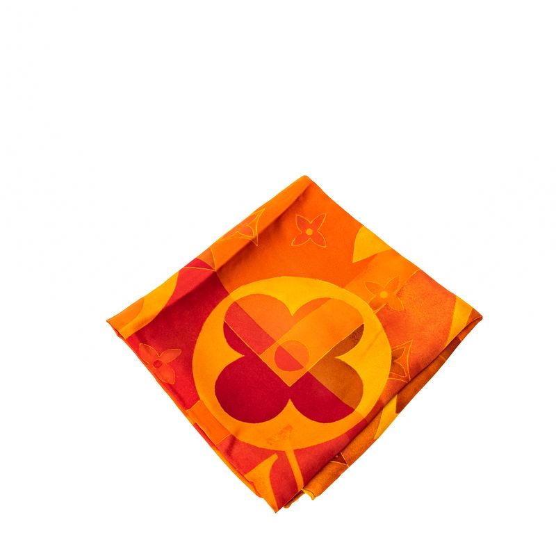 Lenco-Louis-Vuitton-Seda-Laranja-e-Rosa-