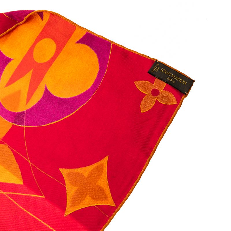 Lenco-Louis-Vuitton-Seda-Laranja-e-Rosa-