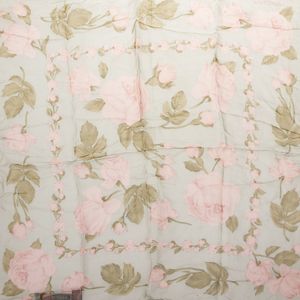 Lenço Halston Seda Estampa Floral Verde e Rosa
