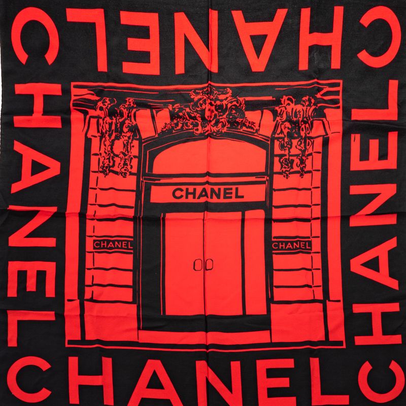 Lenco-Chanel-Vintage-Seda-Preto-e-Vermelho