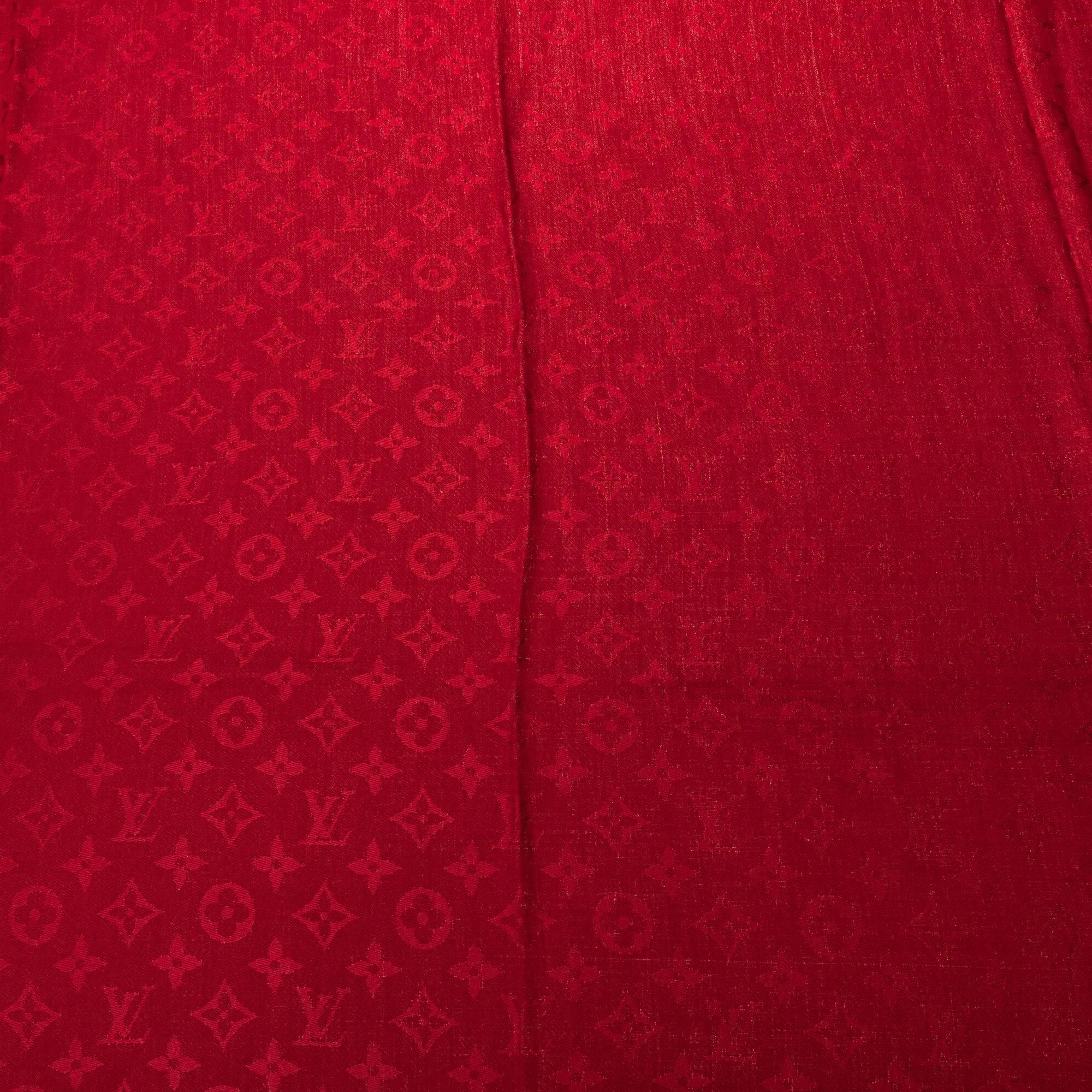 Xale Louis Vuitton Monogram Seda e Lã Vermelho
