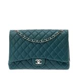Bolsa-Chanel-Classic-Single-Flap-Maxi-Azul-Petroleo
