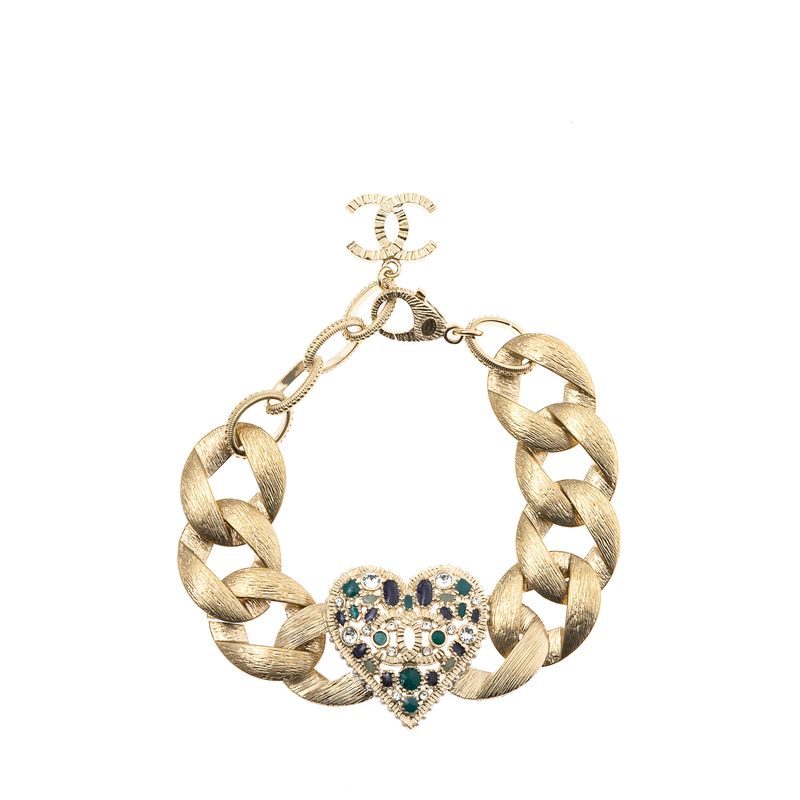 Pulseira-Chanel-Corrente-Dourada-Coracao-Pedrarias