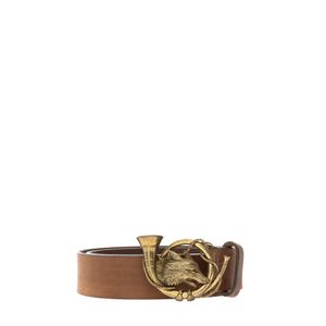 Cinto Ralph Lauren Fivela Lobo Couro Caramelo