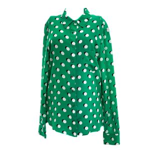 Camisa Reinaldo Lourenço Seda Verde e Poá