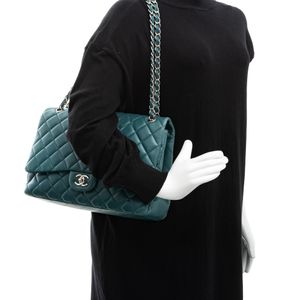 Bolsa Chanel Classic Single Flap Maxi Azul Petróleo