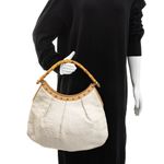 Bolsa-Gucci-Bamboo-Tote-Couro-Trancado-Branco