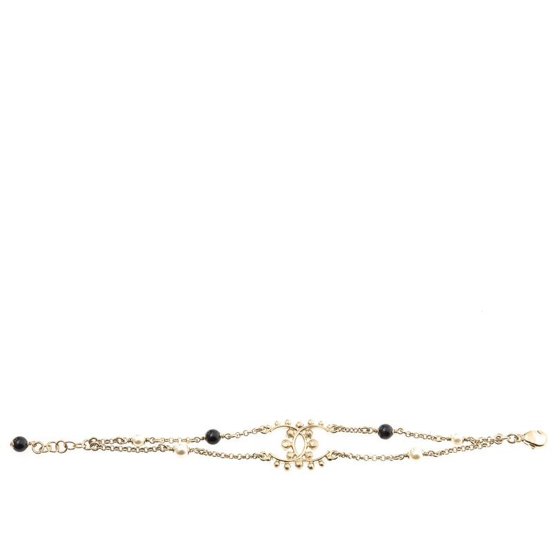 Pulseira-Chanel-CC-Dourado-Perolas-e-Cristais