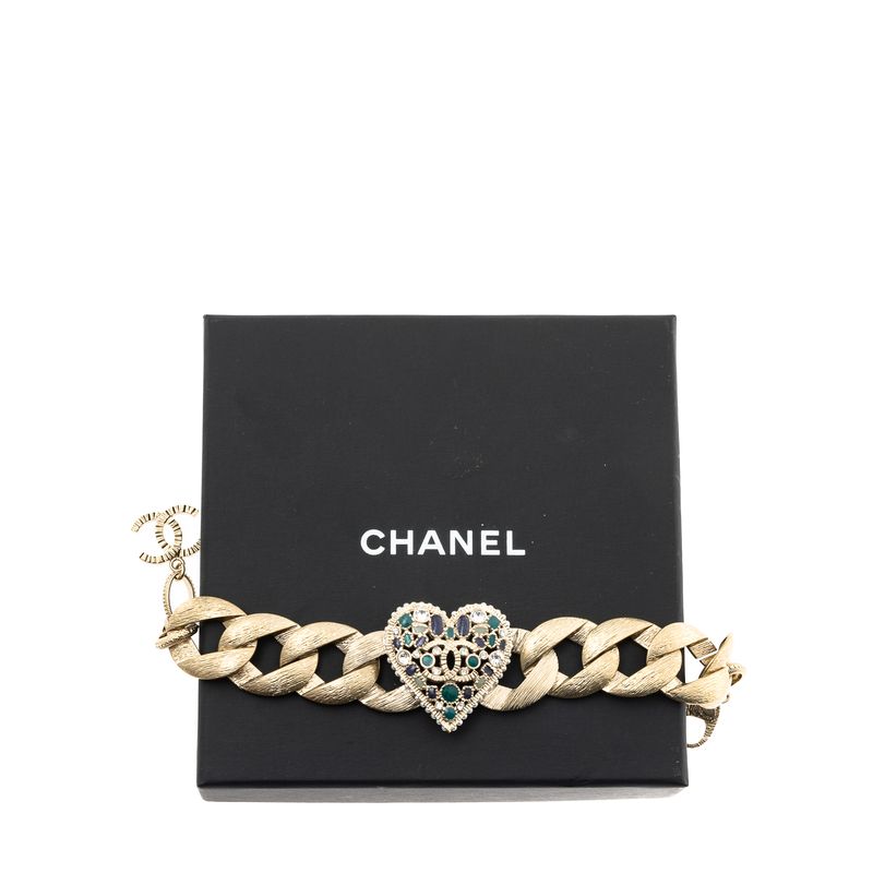 Pulseira-Chanel-Corrente-Dourada-Coracao-Pedrarias