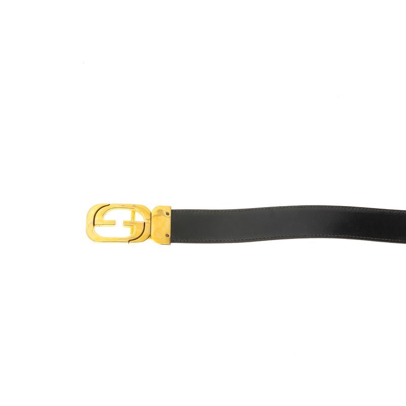 Cinto-Gucci-Vintage-GG-Interlocking-Quadrado-Couro-Preto