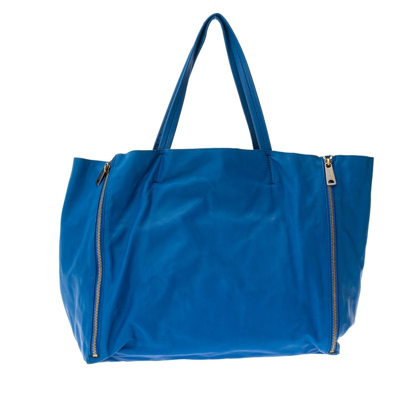 Bolsa-Celine-Horizontal-Gusset-Cabas-Tote-Azul-