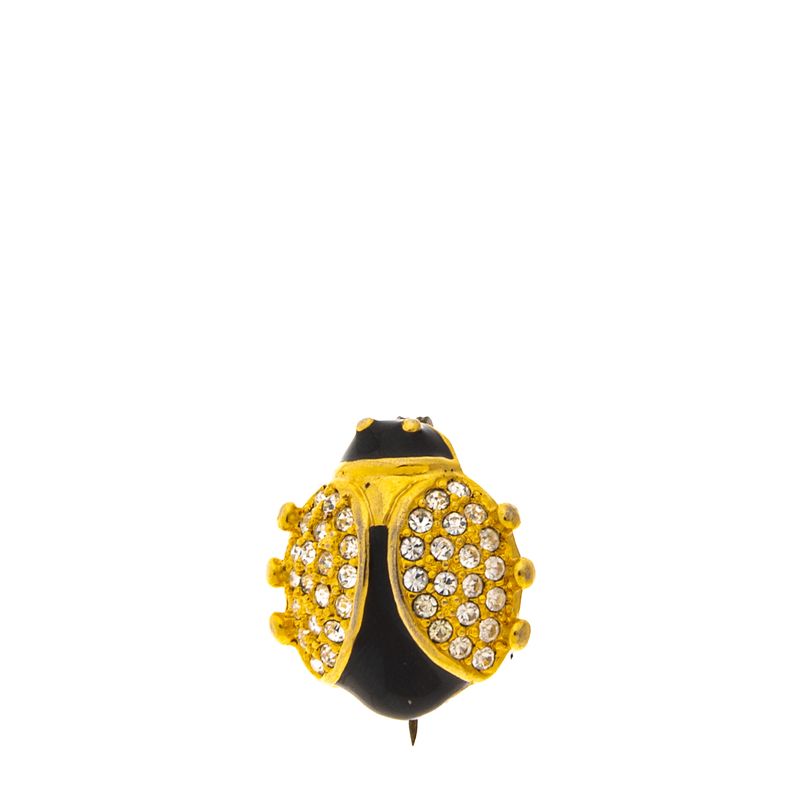 Broche-Vintage-Joaninha-Esmalte-Preto-e-Strass